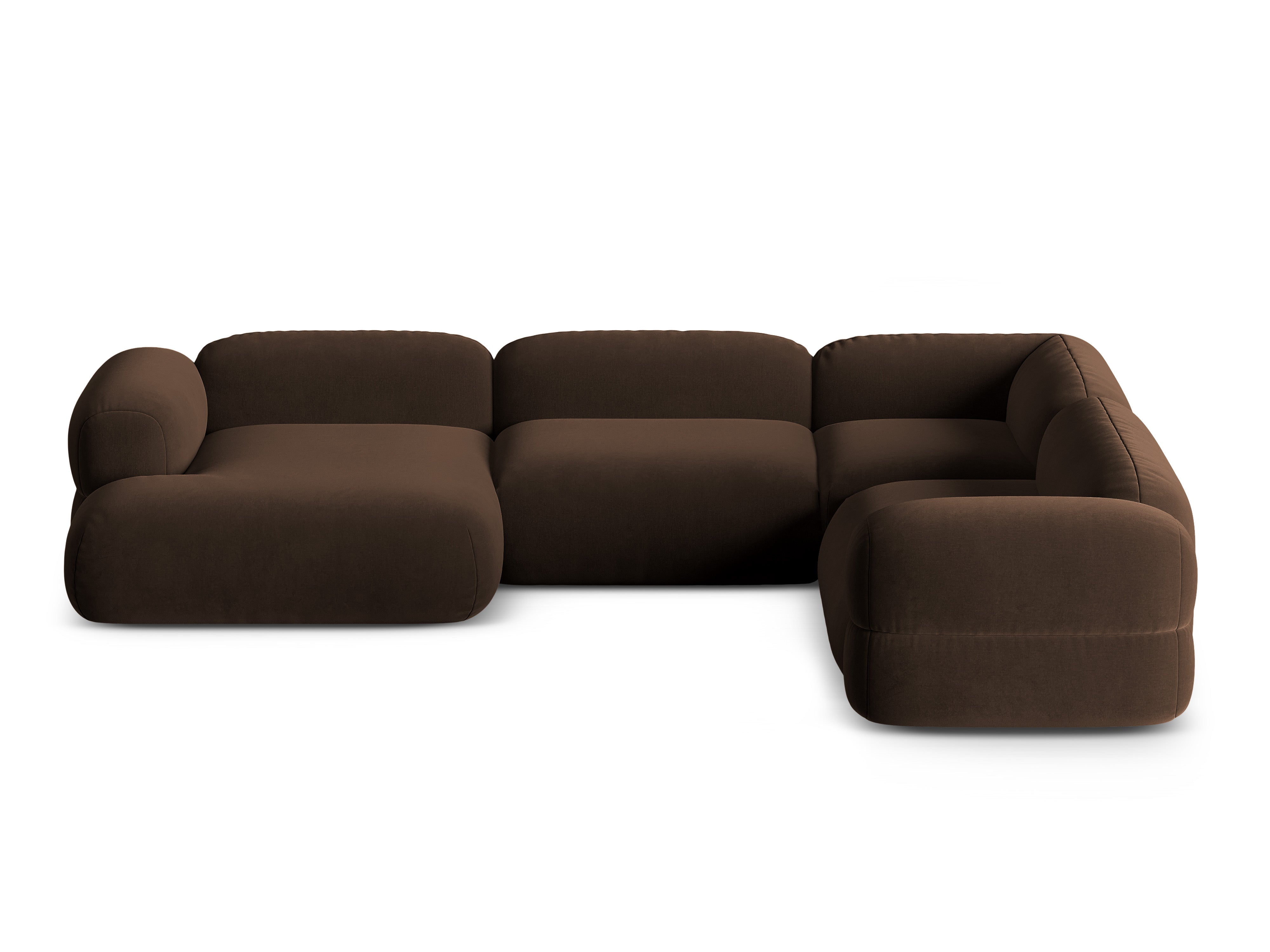 Right-facing U-shaped velvet corner sofa ROGER chocolate