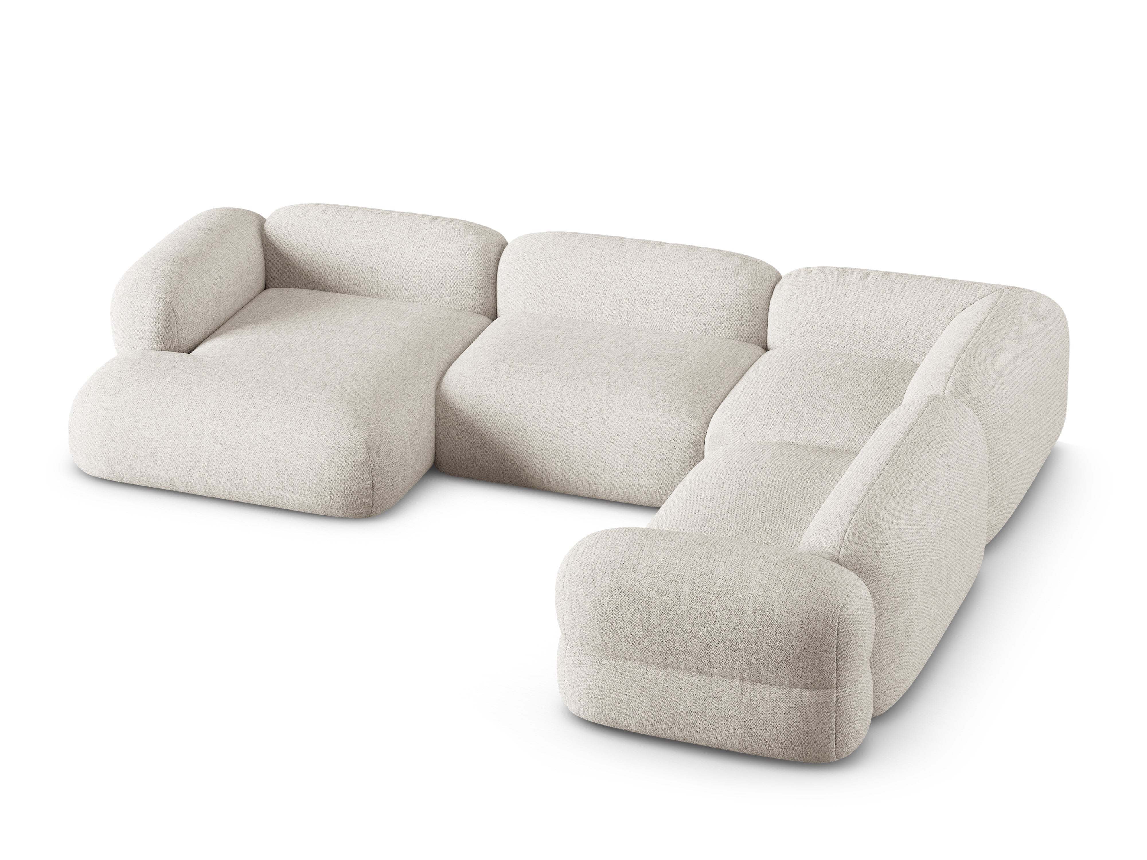 Right-facing U-shaped corner sofa ROGER beige chenille