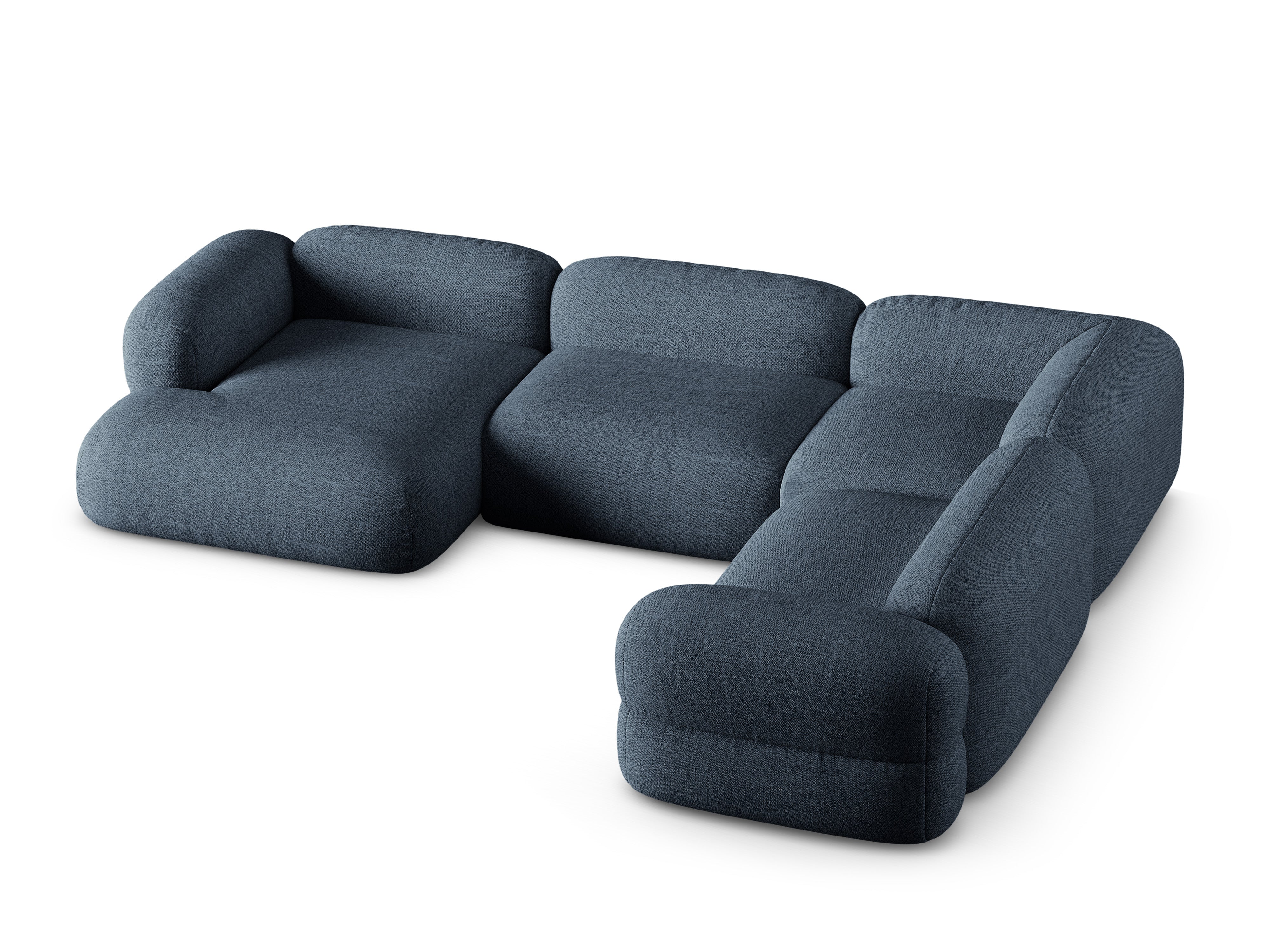 U-förmiger Ecksofa rechts ROGER dunkelblaues Chenille