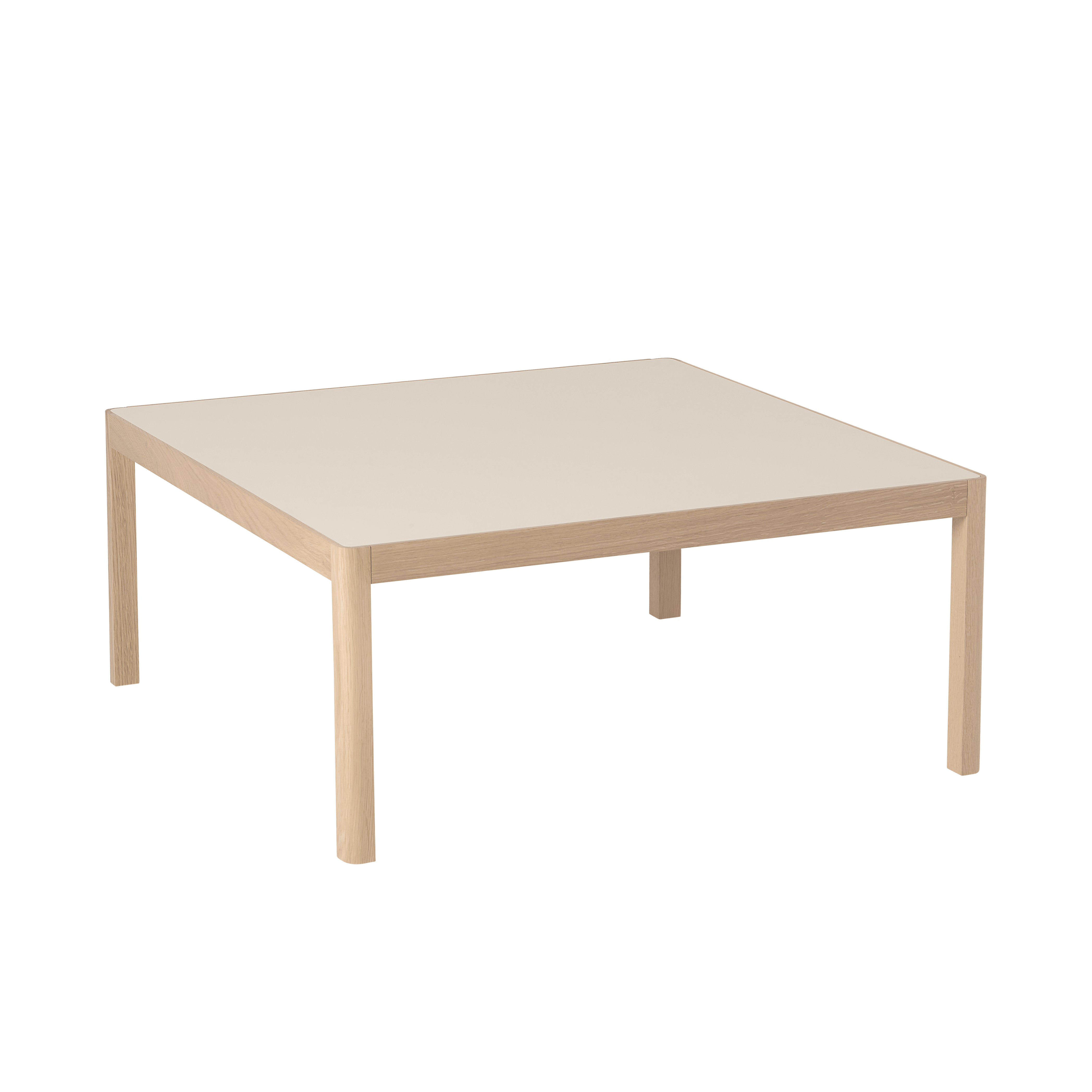 Koffietafel WORKSHOP grijs linoleum met eiken basis