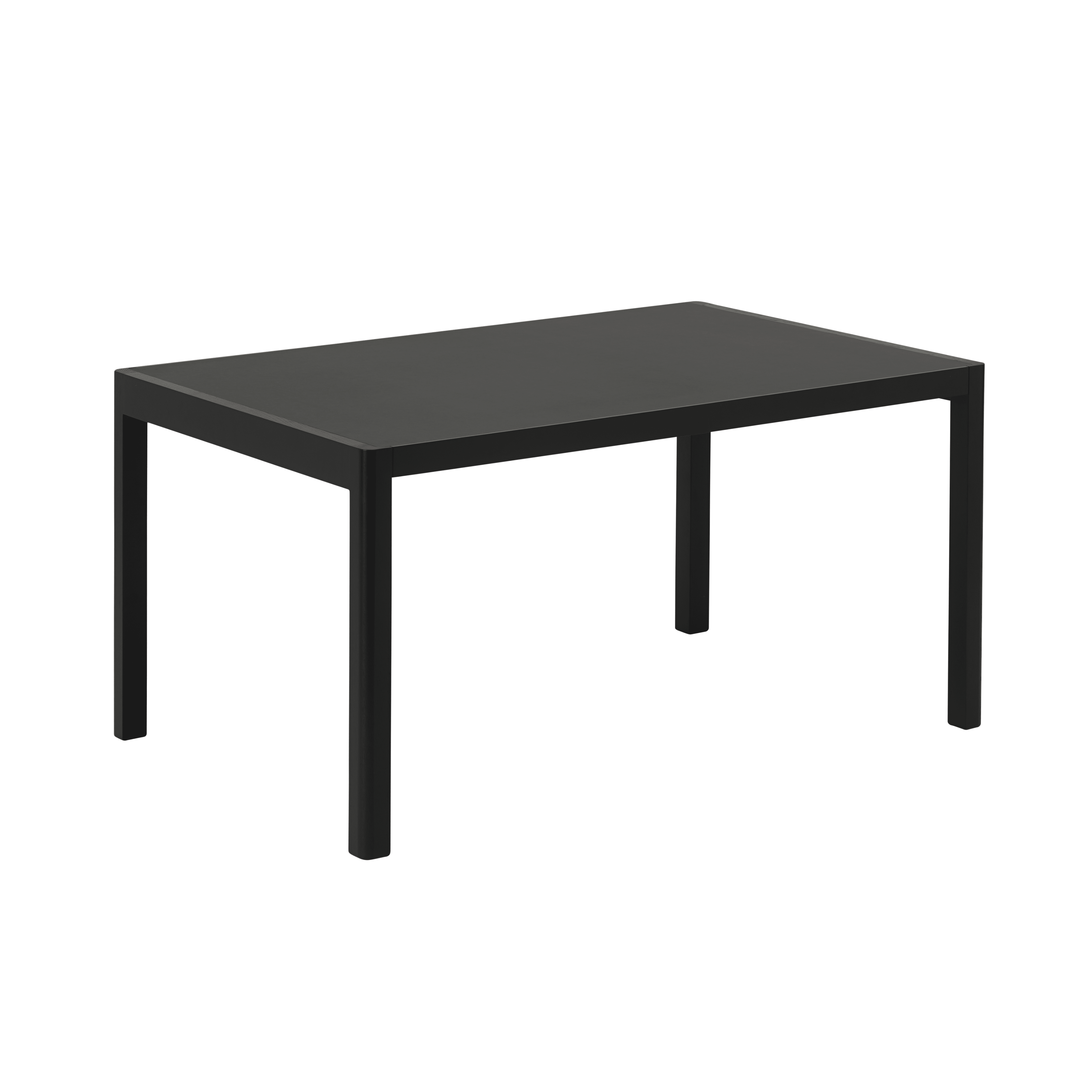 Tafel WORKSHOP zwart linoleum met zwarte eiken basis