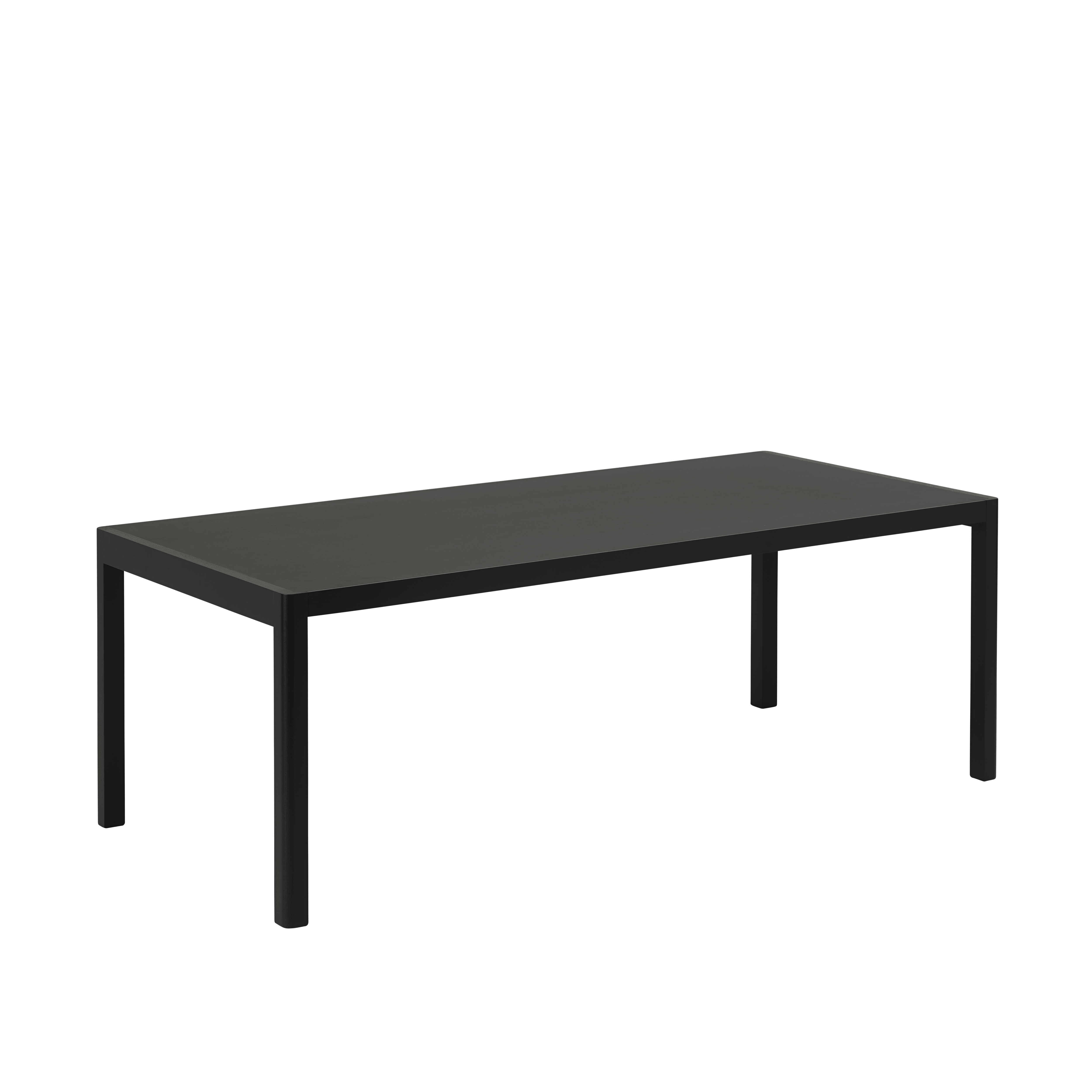 Tafel WORKSHOP zwart linoleum met zwarte eiken basis