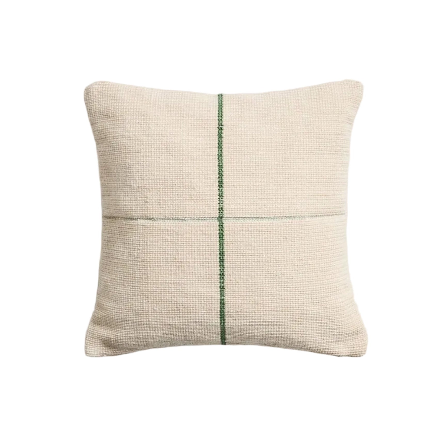ATIMA beige cushion cover with green