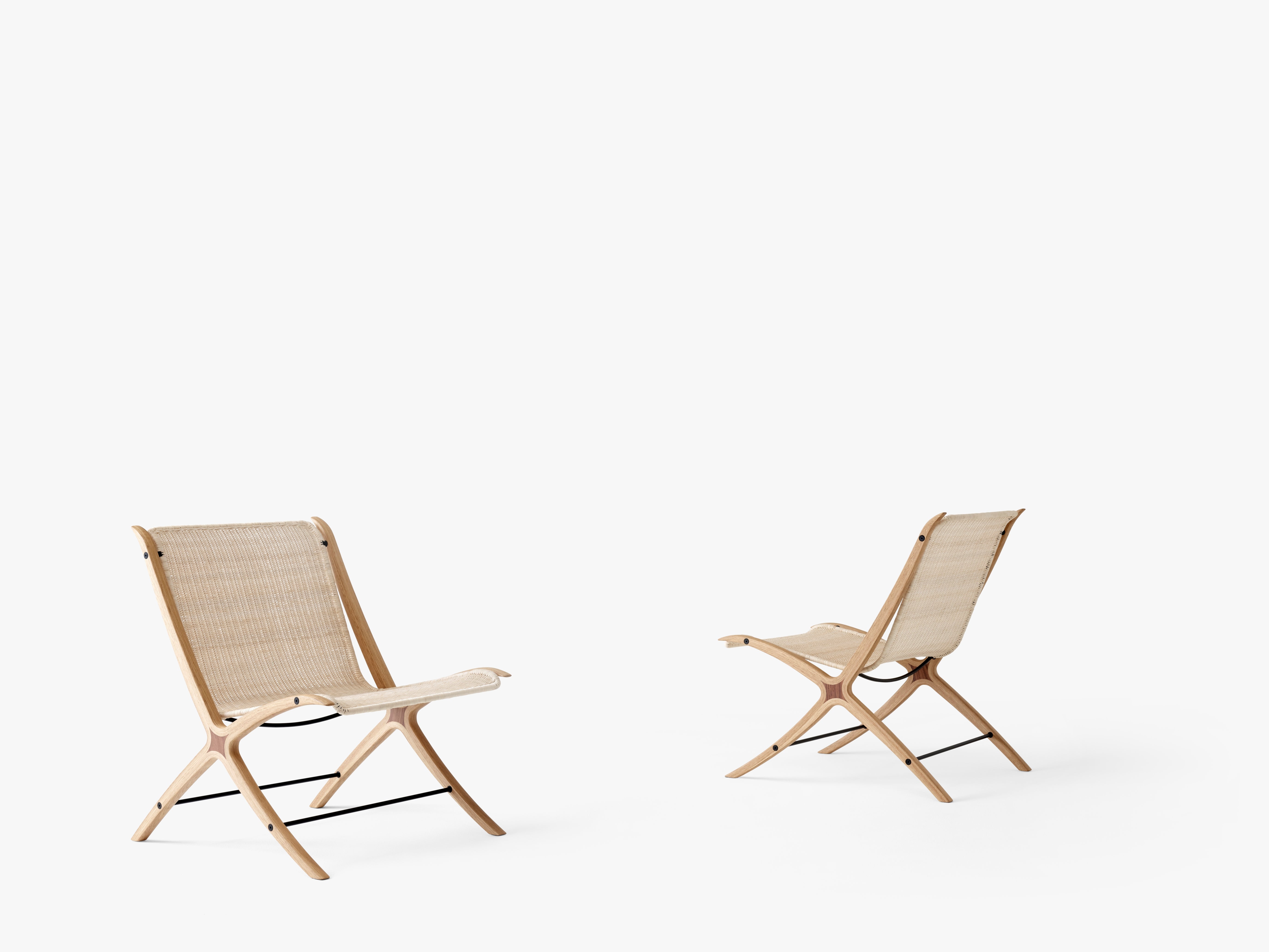 Fauteuil X HM10 met rieten zitting en houten basis