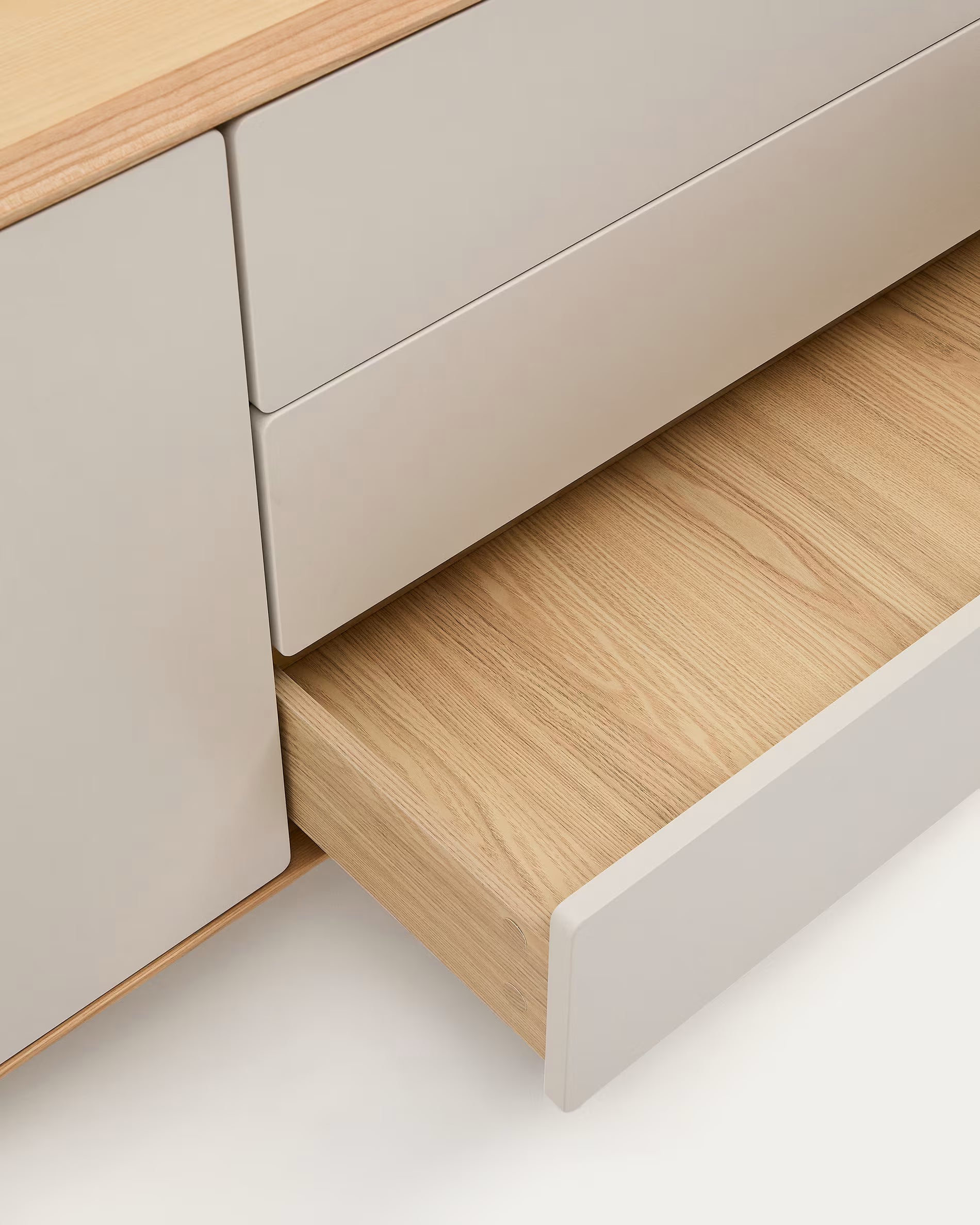 ANIELLE Chest of Drawers in Light Gray with Wood