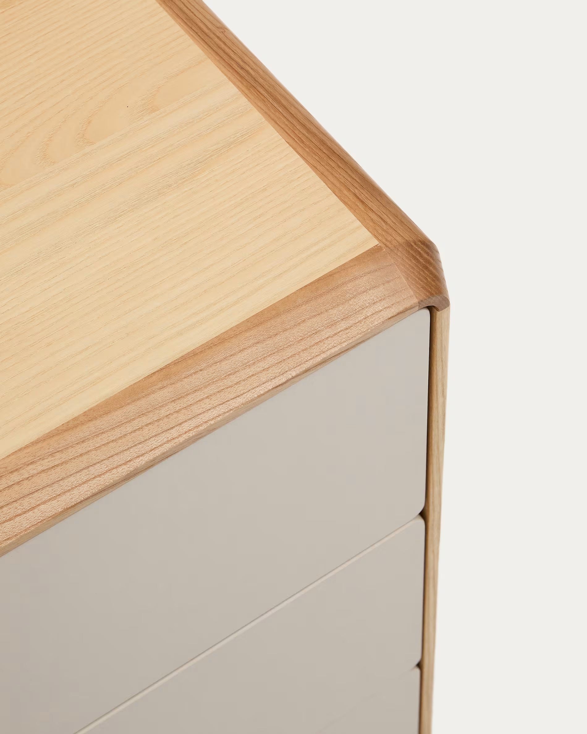 ANIELLE Chest of Drawers in Light Gray with Wood