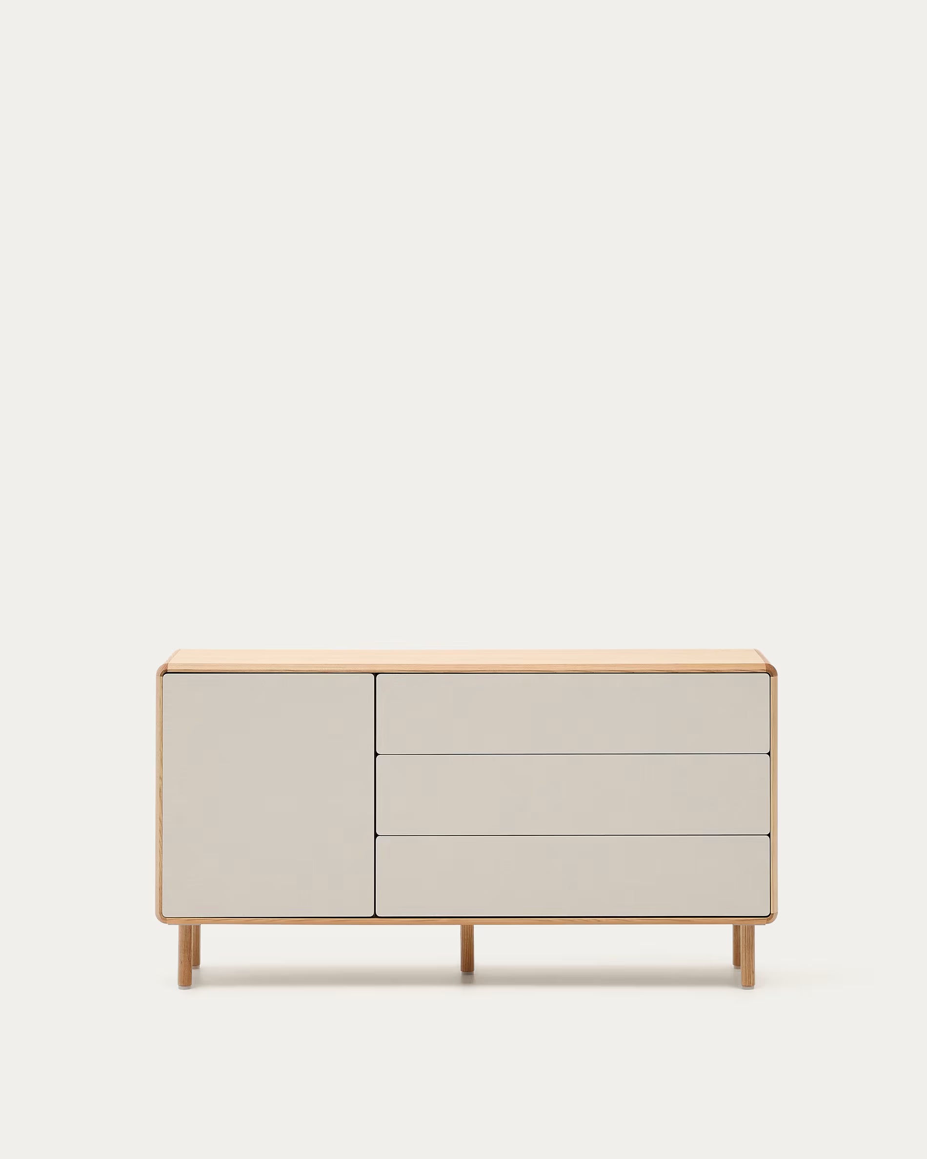 ANIELLE Chest of Drawers in Light Gray with Wood