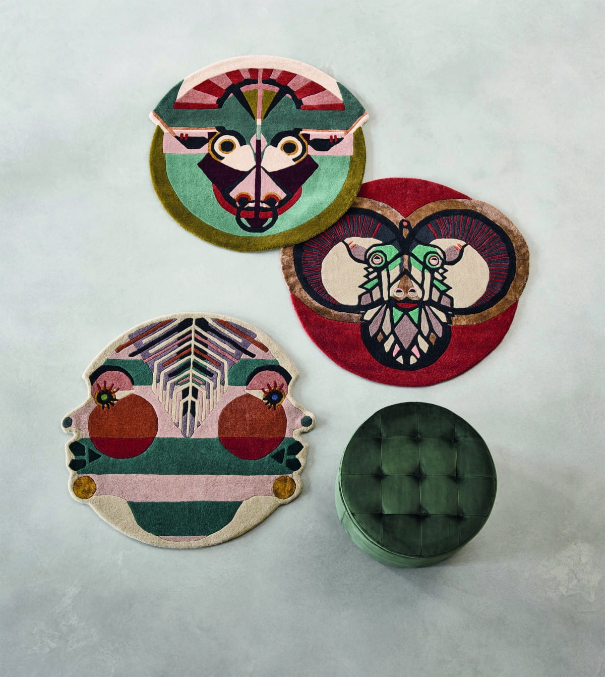 Ronde tapijt ZODIAC RAM bordeaux-beige