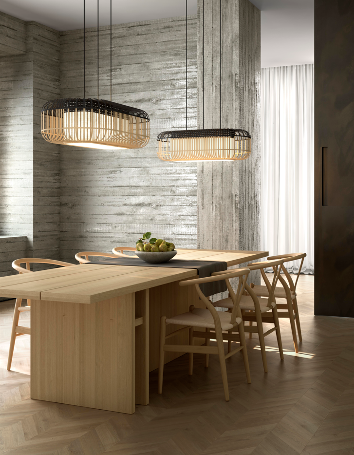Lampa wisząca owalna BAMBOO czarny – styl nowoczesny
