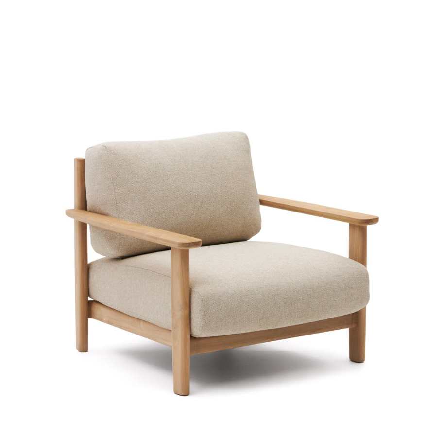 Beige TIRANT fauteuil met houten basis
