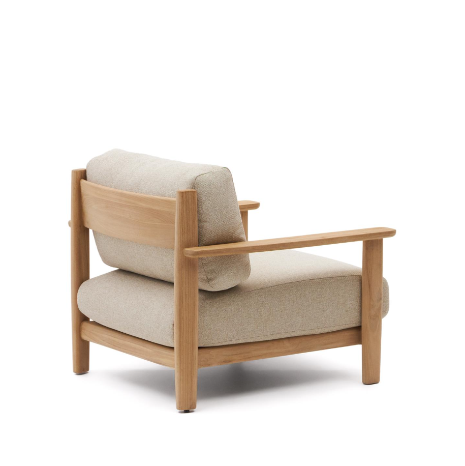 Beige TIRANT fauteuil met houten basis