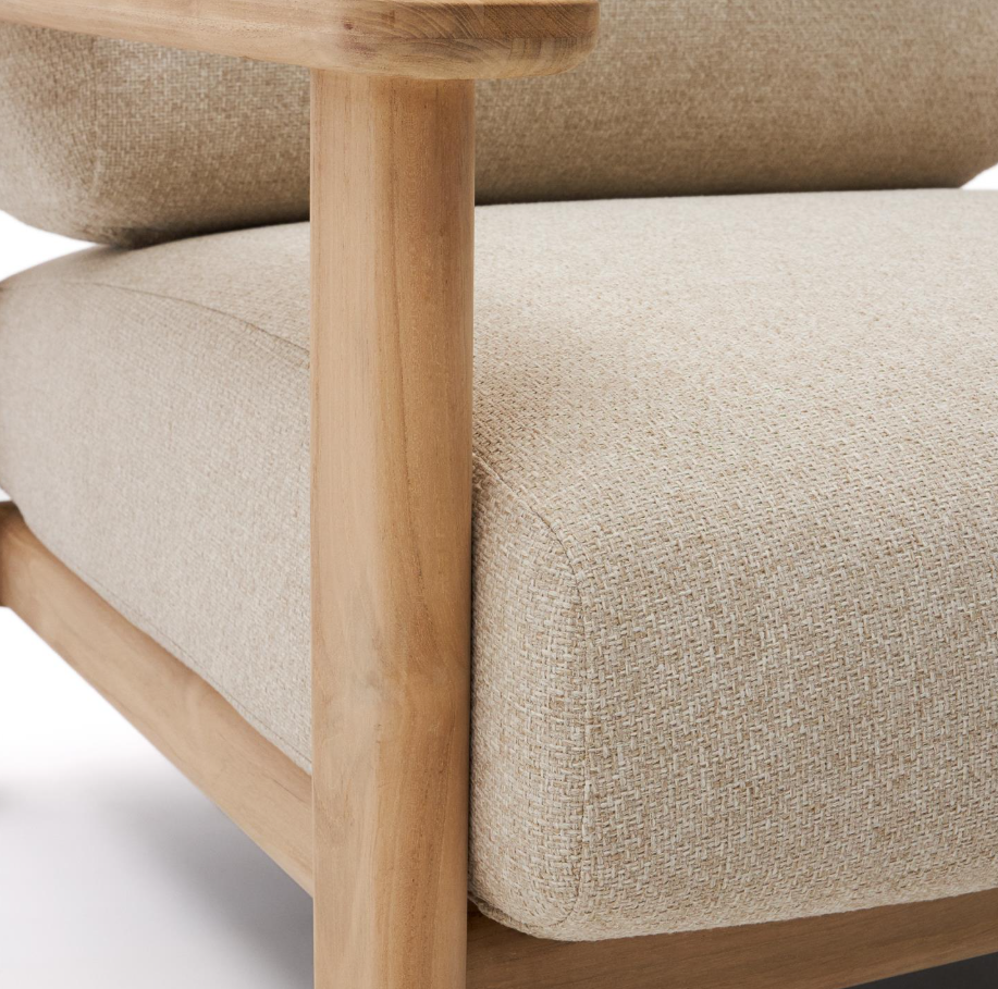 Beige TIRANT fauteuil met houten basis