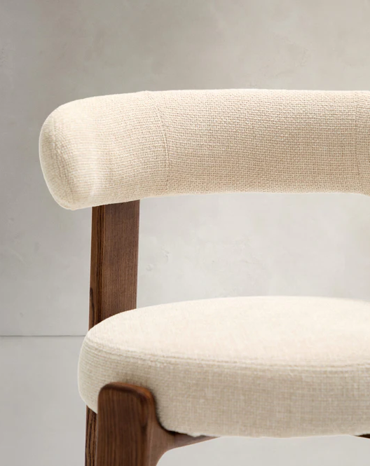 GRANITE chair in beige chenille with a dark ash base