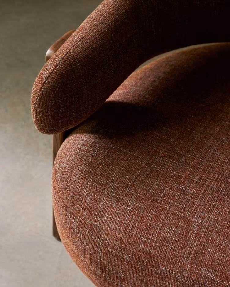 GRANITE armchair in brown chenille with a dark ash base