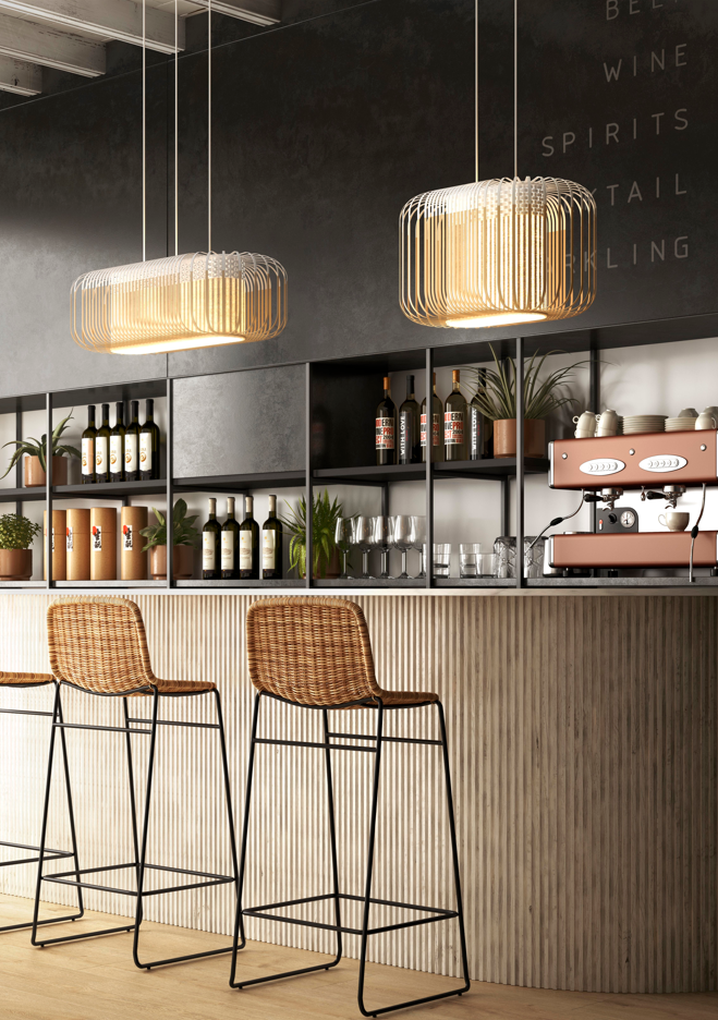 Lampa wisząca owalna BAMBOO biały – styl nowoczesny
