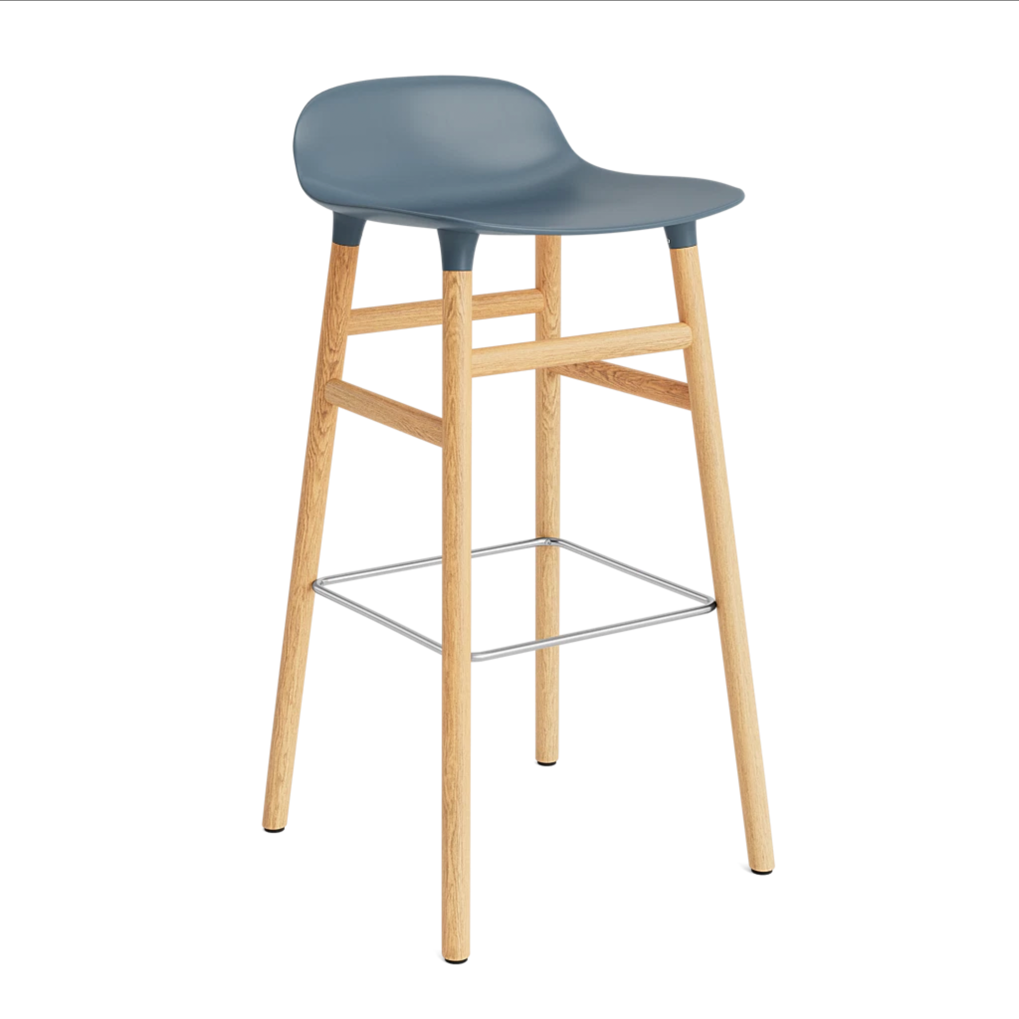 Hocker FORM zeeblauw met eiken basis