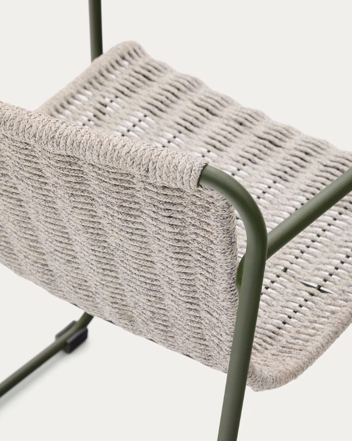 Buitenstoel MAURINA grijs met groene stalen basis