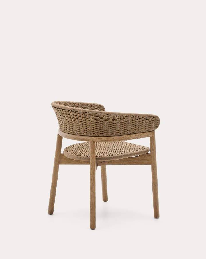 Arinella external chair solid acacia wood with a beige rope