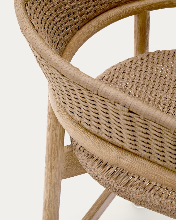 Arinella externe Hoker -Accation -Holz mit einem beige Seil