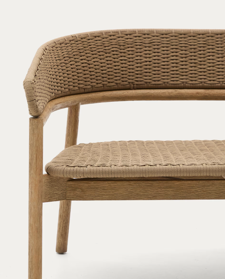 Buitenbank ARINELLA van licht acaciahout met beige touw