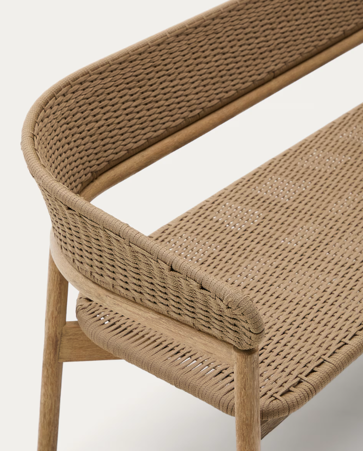 Buitenbank ARINELLA van licht acaciahout met beige touw