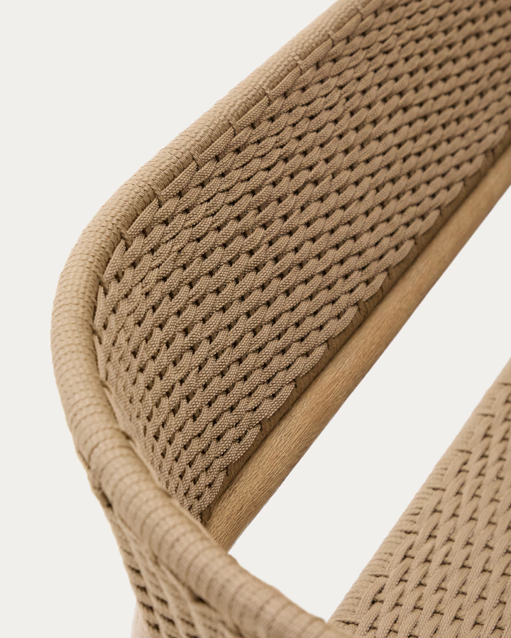 Buitenbank ARINELLA van licht acaciahout met beige touw