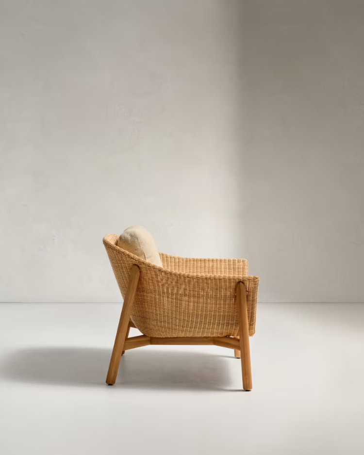 Außenstuhl GALEA aus Teakholz mit Rattansitz