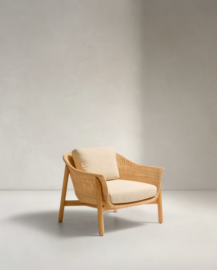 Außenstuhl GALEA aus Teakholz mit Rattansitz