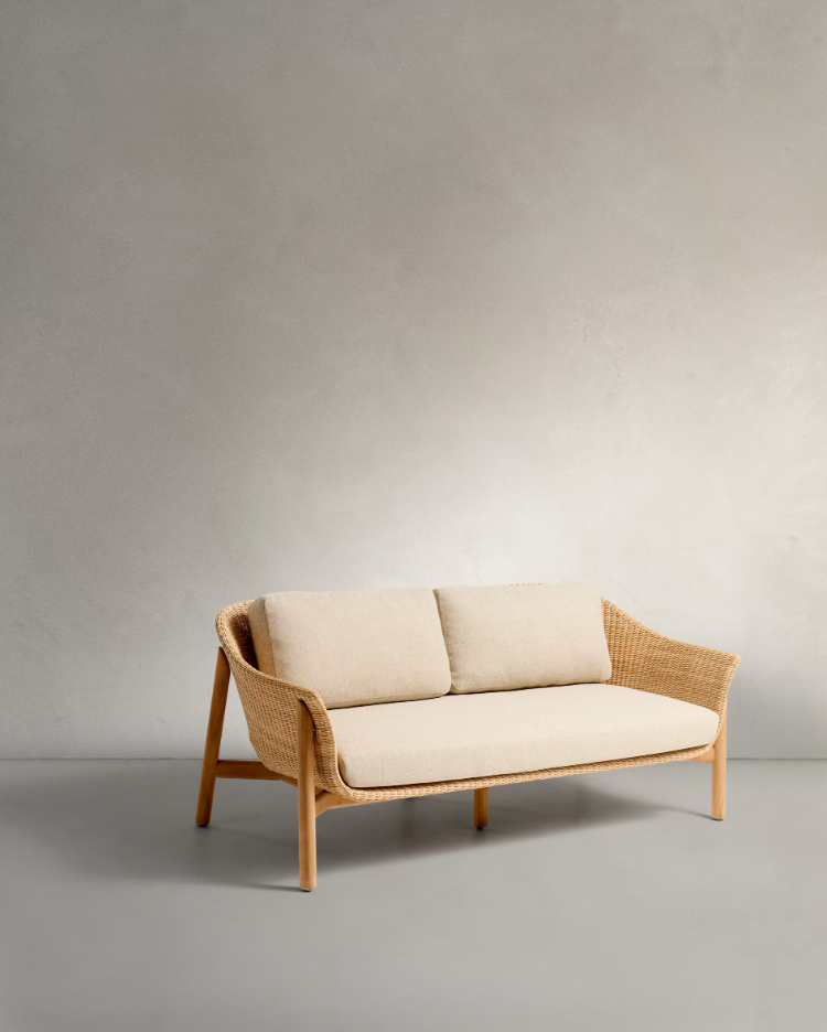 Außensofa 2-Personen Galea Wood und Rattan Wood