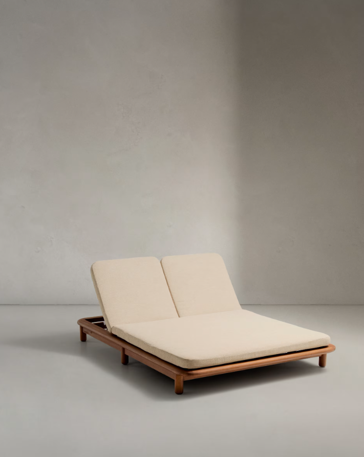 Dubbele ligstoel TURQUETA van teakhout