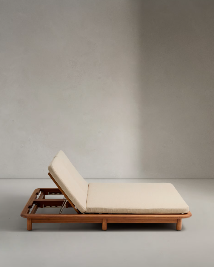 Dubbele ligstoel TURQUETA van teakhout