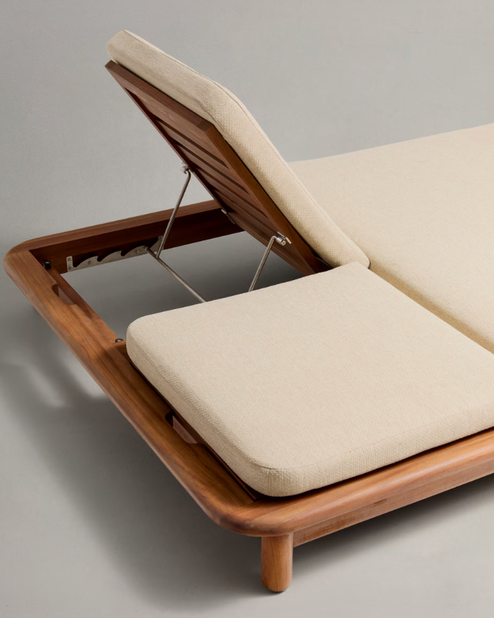 Dubbele ligstoel TURQUETA van teakhout