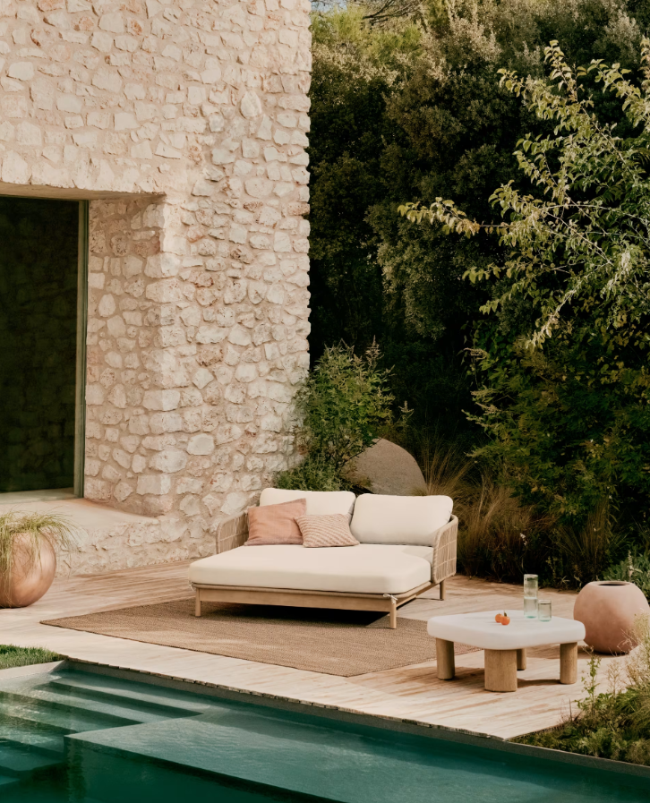 Dubbele ligstoel voor in de tuin CATALINA licht acaciahout