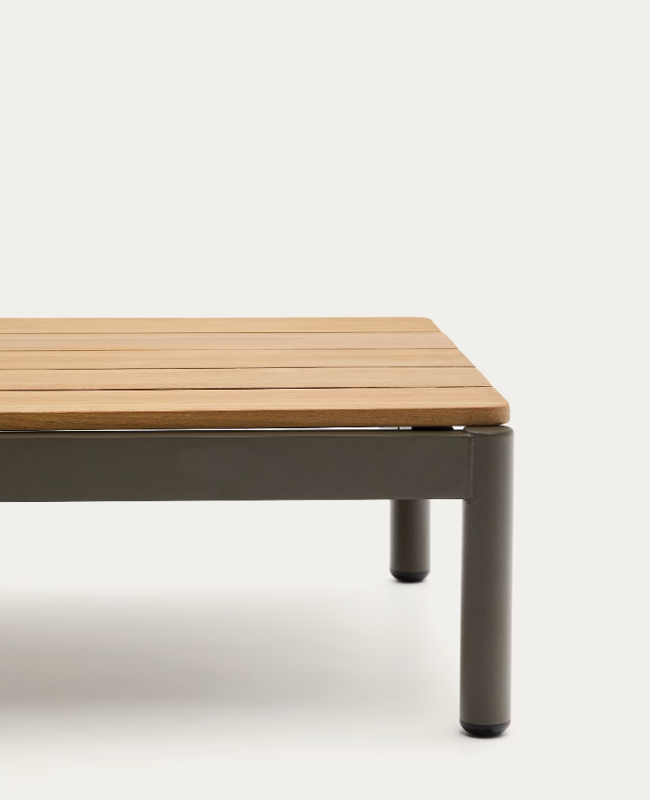 Buiten koffie tafel SORELLS teakhout met donkergroene basis