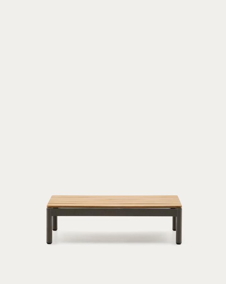 Buiten koffie tafel SORELLS teakhout met donkergroene basis