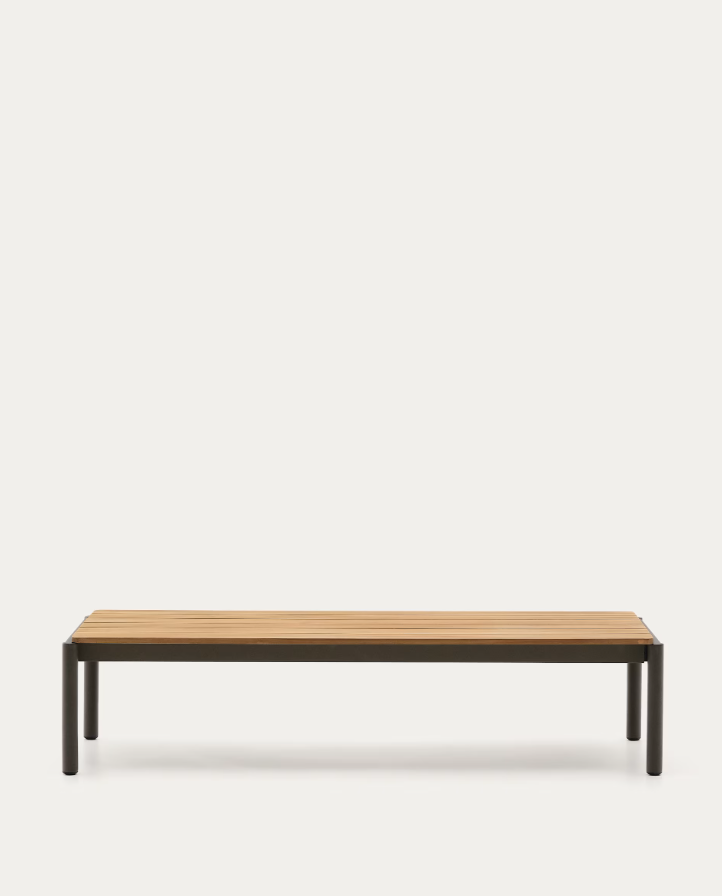 Buiten koffie tafel SORELLS teakhout met donkergroene basis