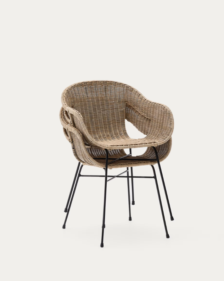 Außenstuhl ELTIERA aus synthetischem Rattan mit Stahlbasis