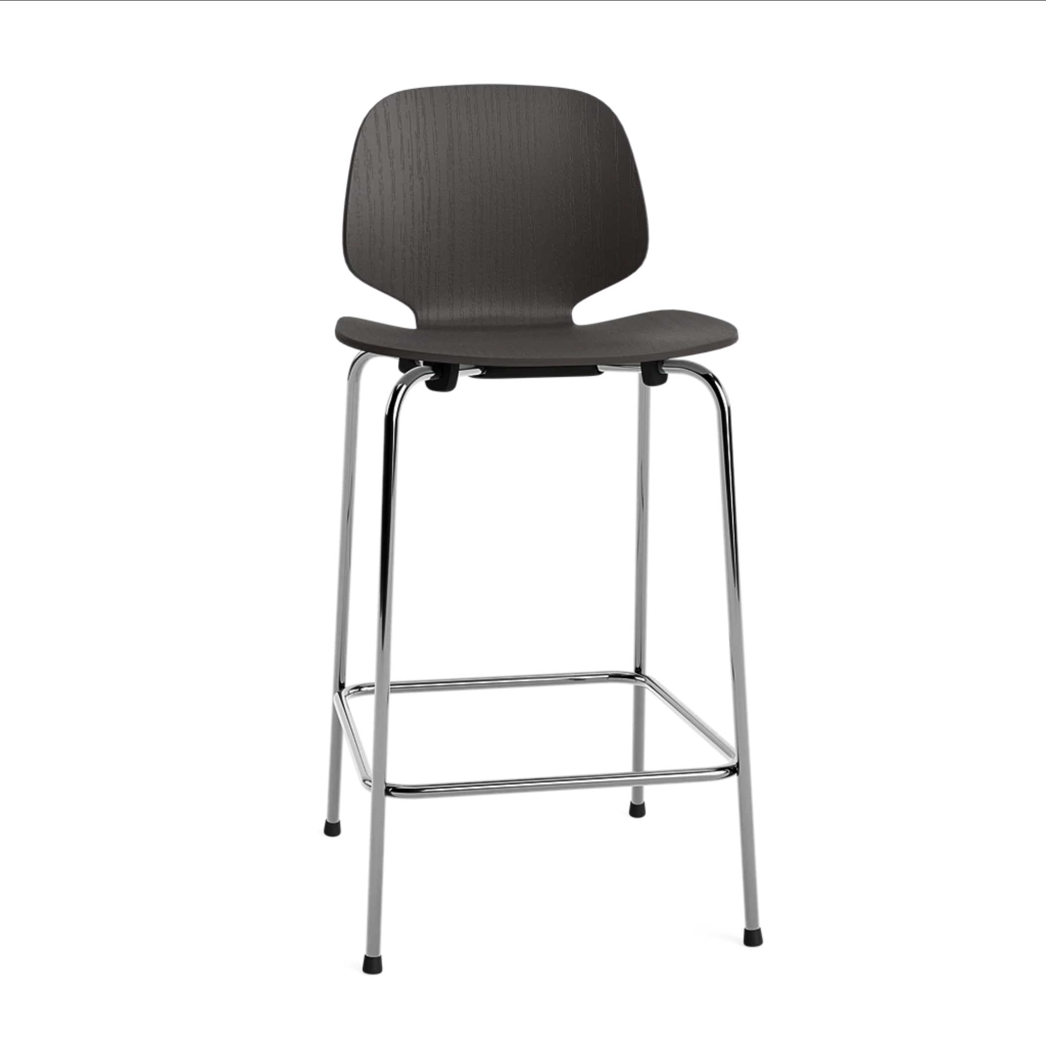 Barstuhl mein schwarzes Eichenfurnier mit einer Chrombasis