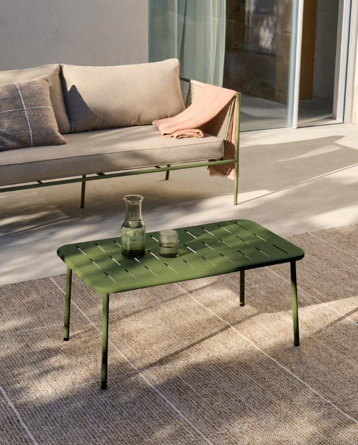 Buitenbank ZIVIA linnen écru met stalen basis