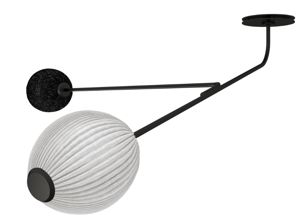 Satellite two-point lamp with arm, white with black