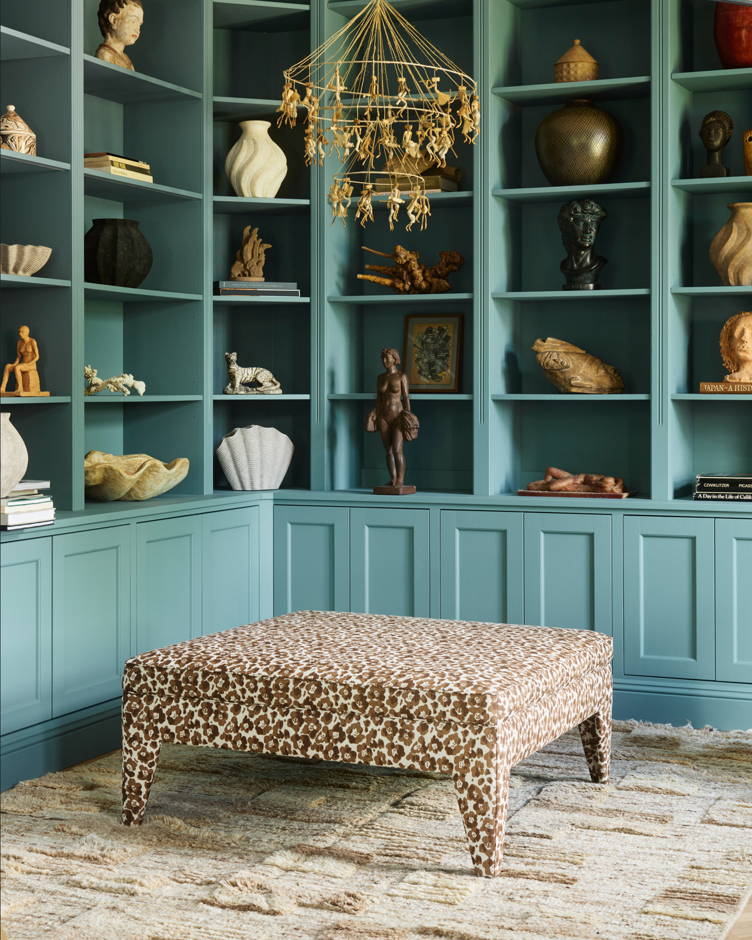 Beige OTTO pouf with brown