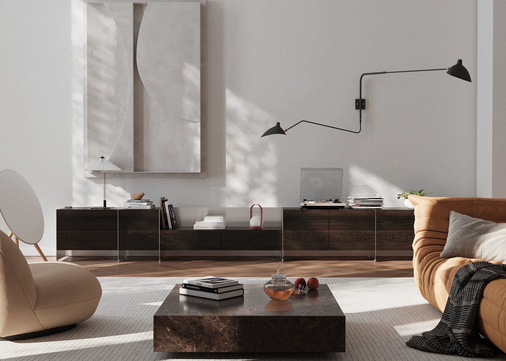 Modularschrank ALOOX 3 aus Eichenholz mit Aluminiumoberfläche