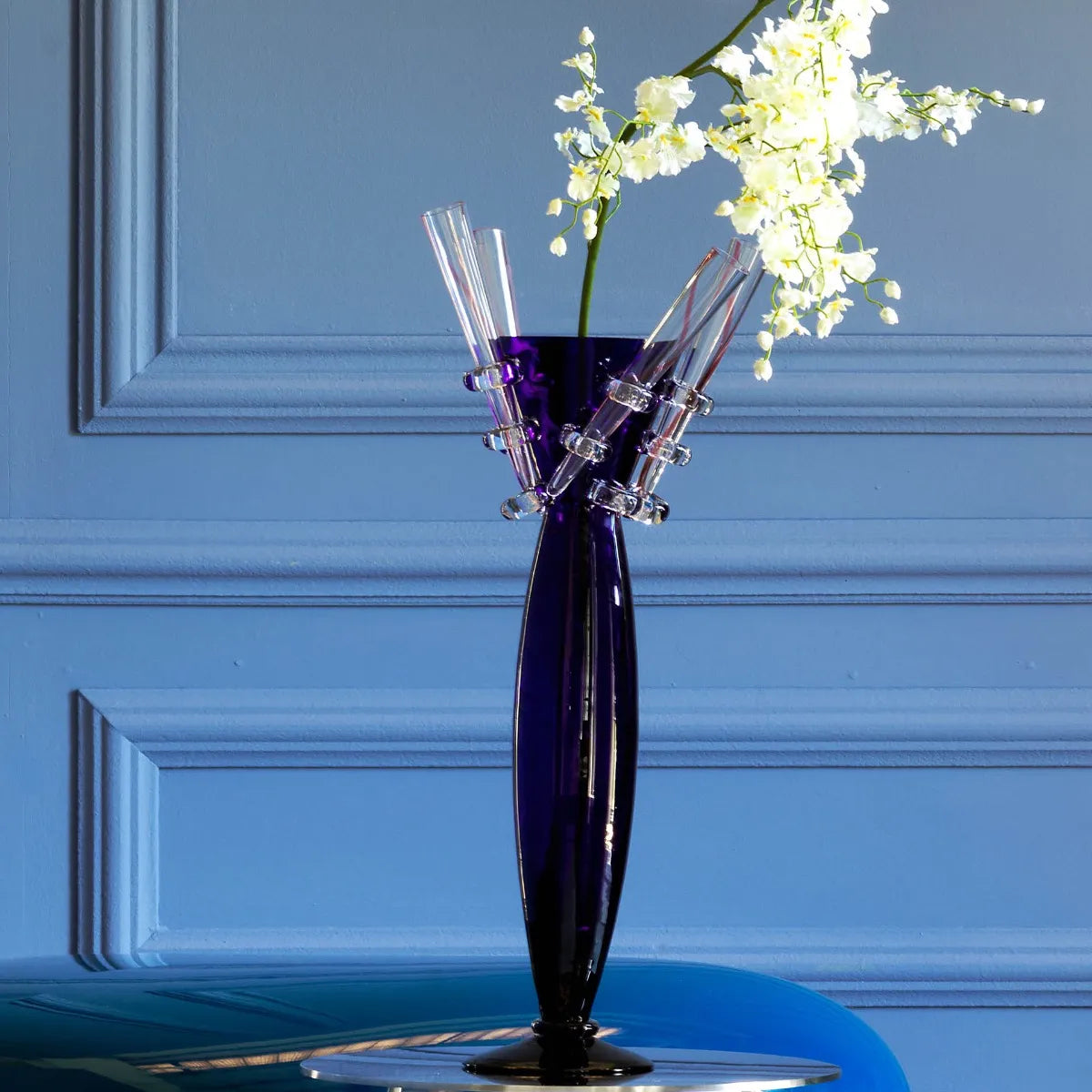 Vaas AMARILLIDE blauw mondgeblazen glas