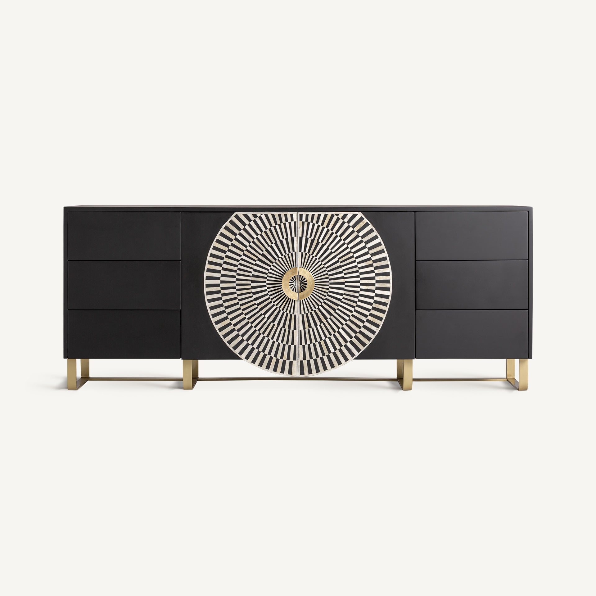 Dressoir GATSBY zwart met witte en gouden afwerking