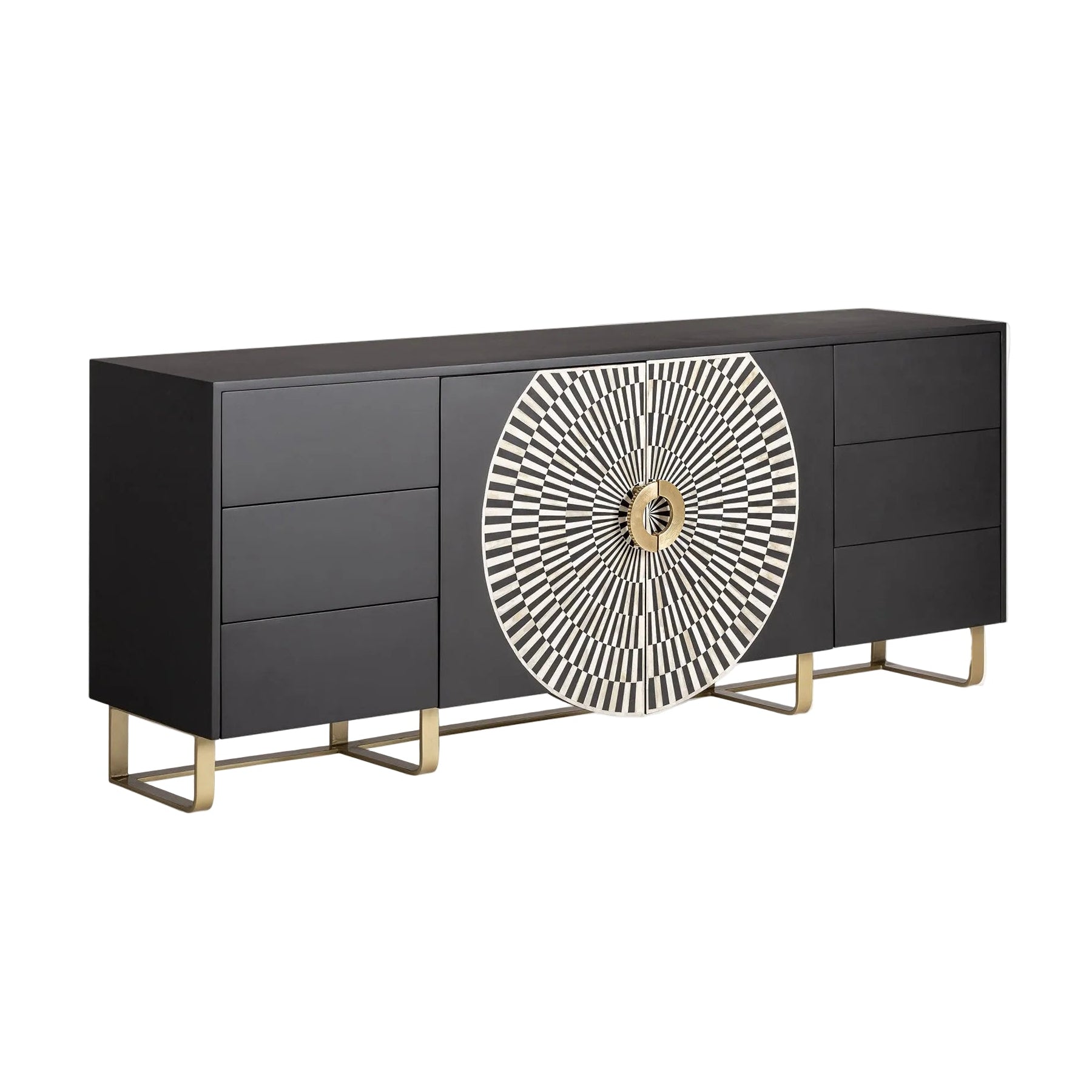 Dressoir GATSBY zwart met witte en gouden afwerking