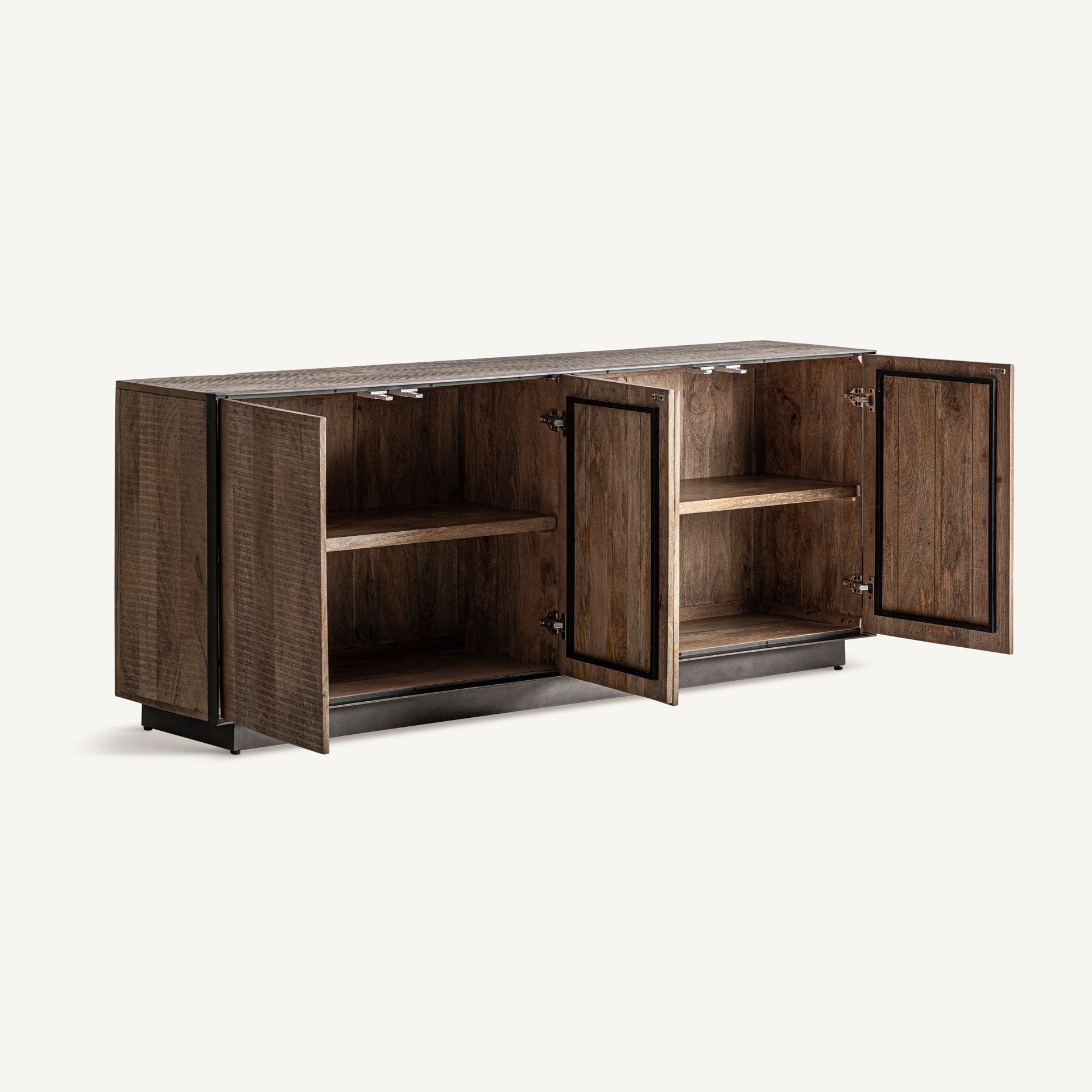 Kommode KREFELD aus Mangoholz mit Eisenfinish
