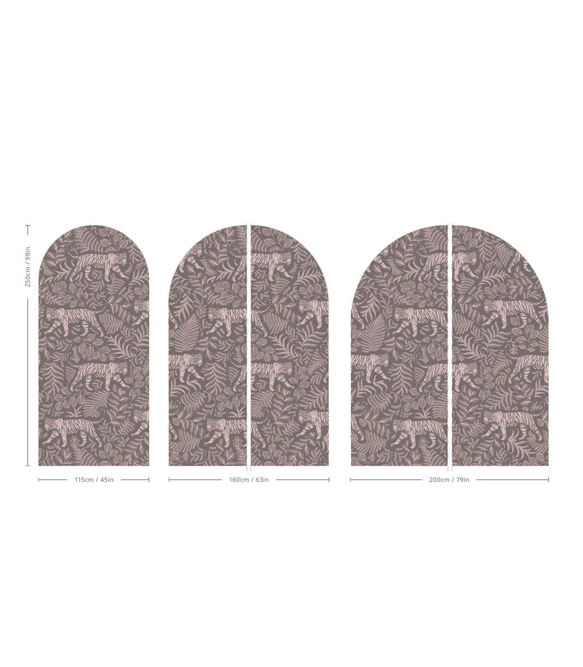 Vlies-Tapete in Bogenform CAMOUFLAGED TIGER grau mit Rosa