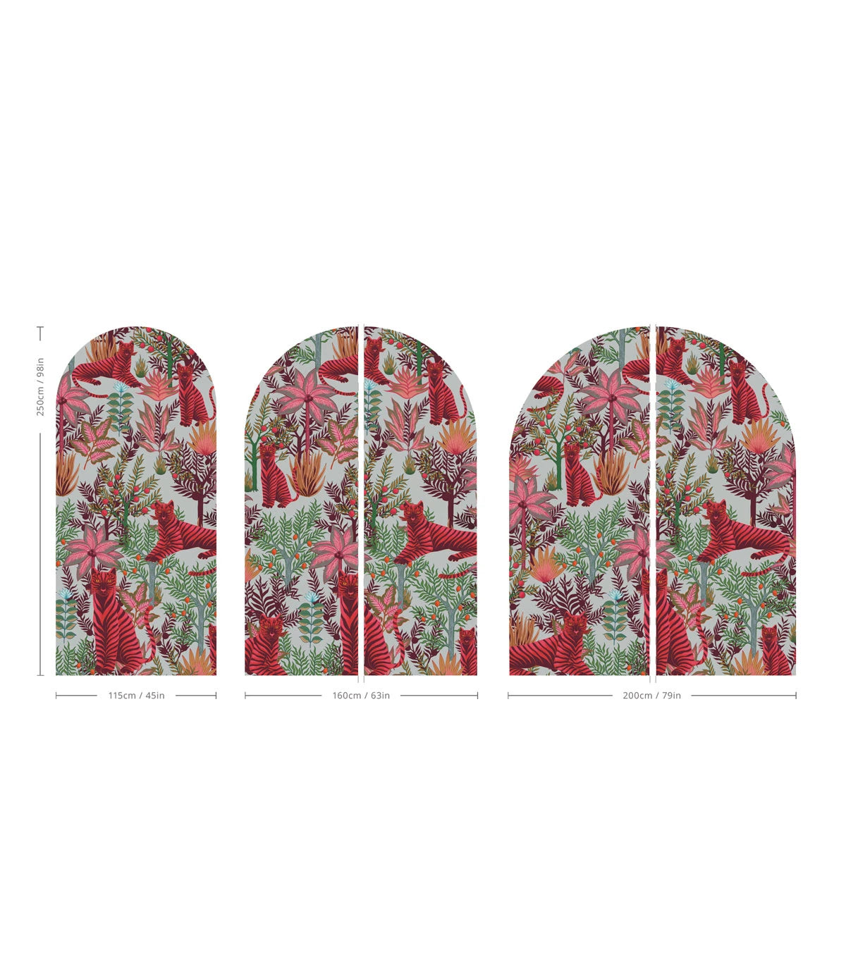 Boogvormige muurschildering met dierenmotief Gouden Tijgers Roze