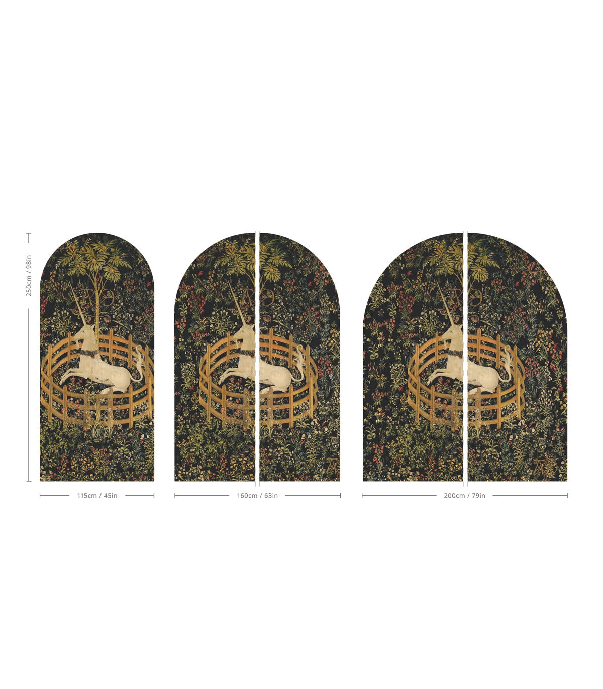 Non-woven arch-shaped mural UNICORN green