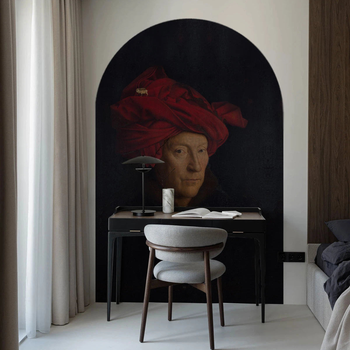 Vliesbehang in boogvorm VAN EYCK marineblauw